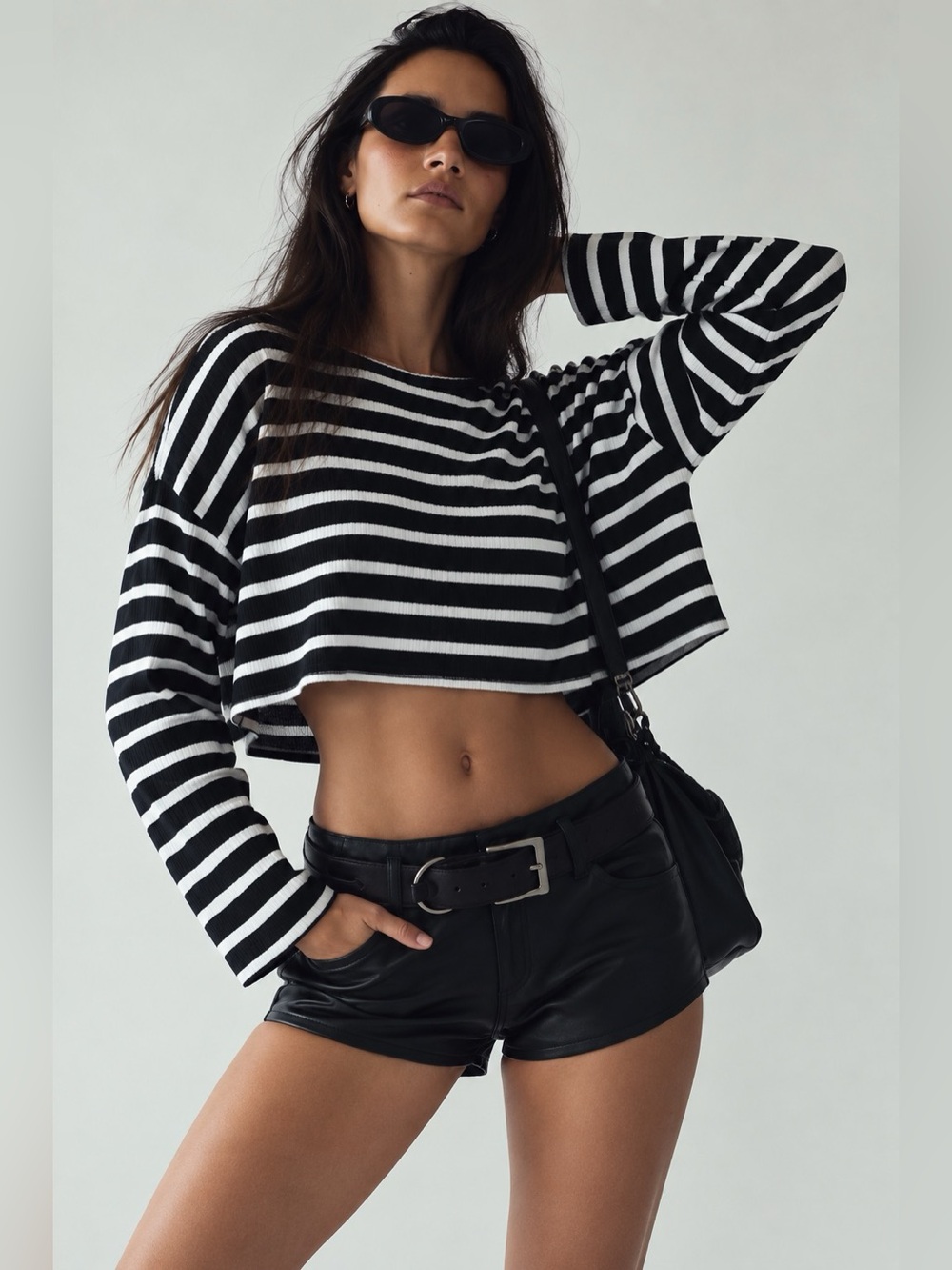 Free People FP Beach Striped Ribbed Oversized Sweater Long Sleeve Women Size M - Picture 3 of 10